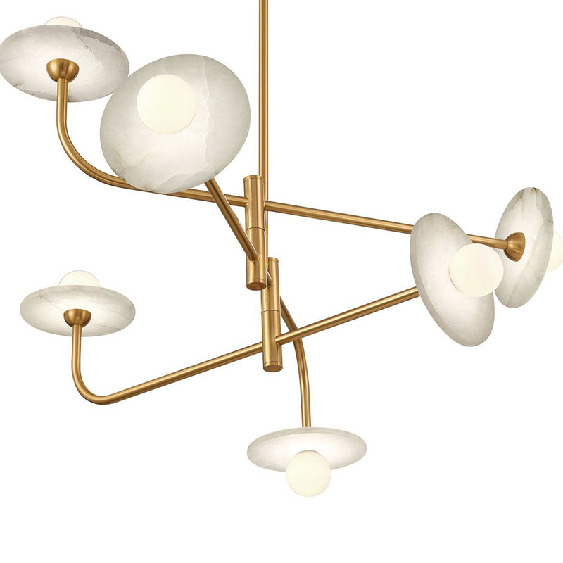 Teramo Chandelier Matte Brushed Brass 6 Lights By Lib Co. Detailed view