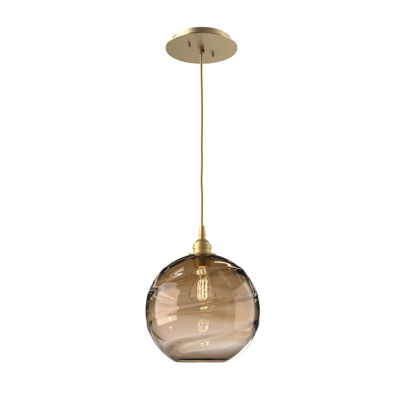 Terra Pendant Light By Hammerton, Color: Terra Bronze Glass, Finish: Gilded Brass