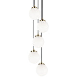 The Bougie 5 Light Suspension Aged Gold Brass Opal Glass By Matteo