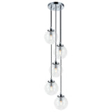 The Bougie 5 Light Suspension Chrome Clear Glass By Matteo-Front View