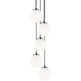 The Bougie 5 Light Suspension Chrome Opal Glass By Matteo