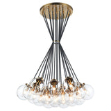 The Bougie Chandelier 19 Lights Aged Gold Brass Clear Glass By Matteo-Front View