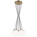 The Bougie Chandelier 7 Lights Aged Gold Brass Opal Glass By Matteo-Front View