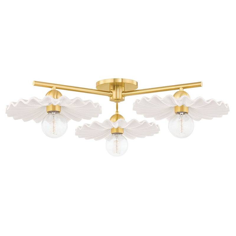 Tinsley Semi Flush - Aged Brass