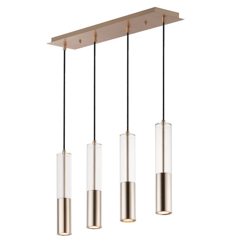 Torch LED 4-Light Linear Pendant by ET2 - Satin Brass