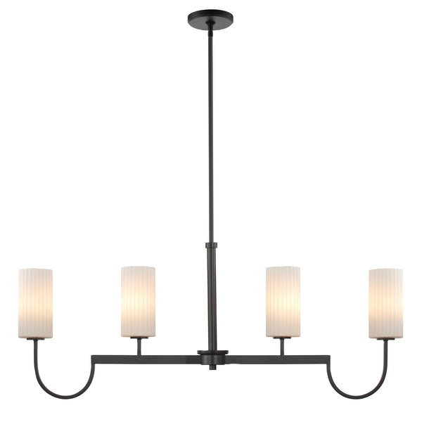 Town  Country 4 Light Linear Chandelier Black By CDL With Light