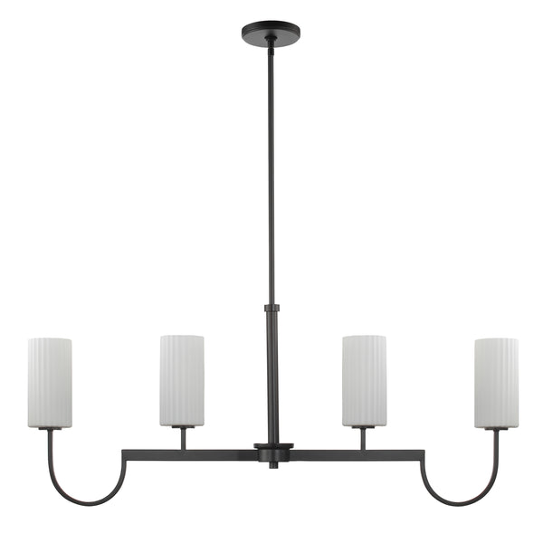 Town  Country 4 Light Linear Chandelier Black By CDL