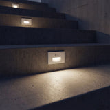 Trace Recessed Horizontal Step Light by Dals in a stairway