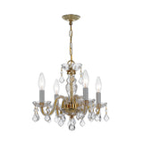 Traditional Crystal Chandelier 15"W x 12"H (4-Light) Polished Brass