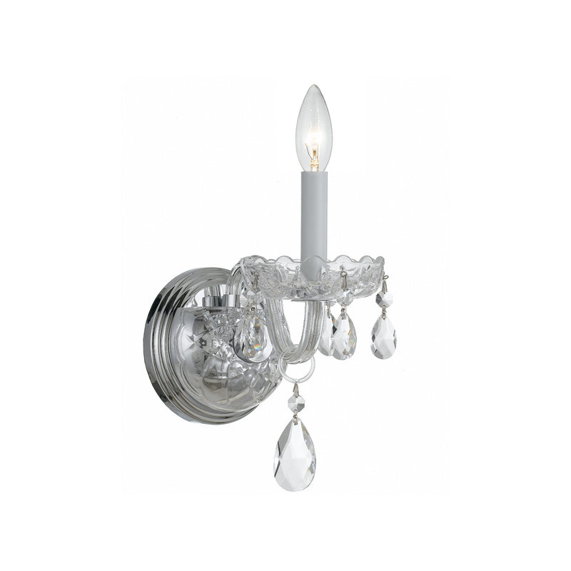 Traditional Crystal Sconce 1 Light Polished Chrome