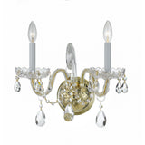Traditional Crystal Sconce 2 Light Polished Brass
