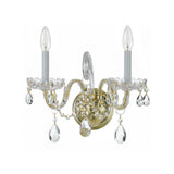 Traditional Crystal Sconce 2 Light Polished Brass