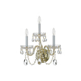 Traditional Crystal Sconce 3 Light Polished Brass