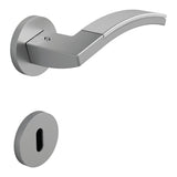 Trama Door Lever in Polished Chrome / Satin Chrome angled view by Colombo Design
