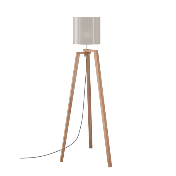 Trepai Floor Lamp by Vistosi, Finis: Natural Walnut Wood, Color: Smoky, ,| Casa Di Luce Lighting