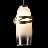 Trilogy Mini Pendant detail in Modern Brass, Frost with Clear Glass, Modern Brass, by Hubbardton Forge