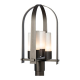 Triomphe Outdoor Post Lantern, shown in Oil Rubbed Bronze, Opal Glass, by Hubbardton Forge