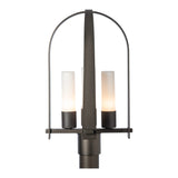 Triomphe Outdoor Post Lantern, shown in Oil Rubbed Bronze, Opal Glass, by Hubbardton Forge