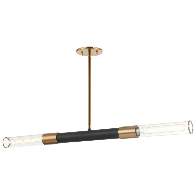 Tubo Linear Pendant Light Matte Black Aged Gold Brass By Matteo
