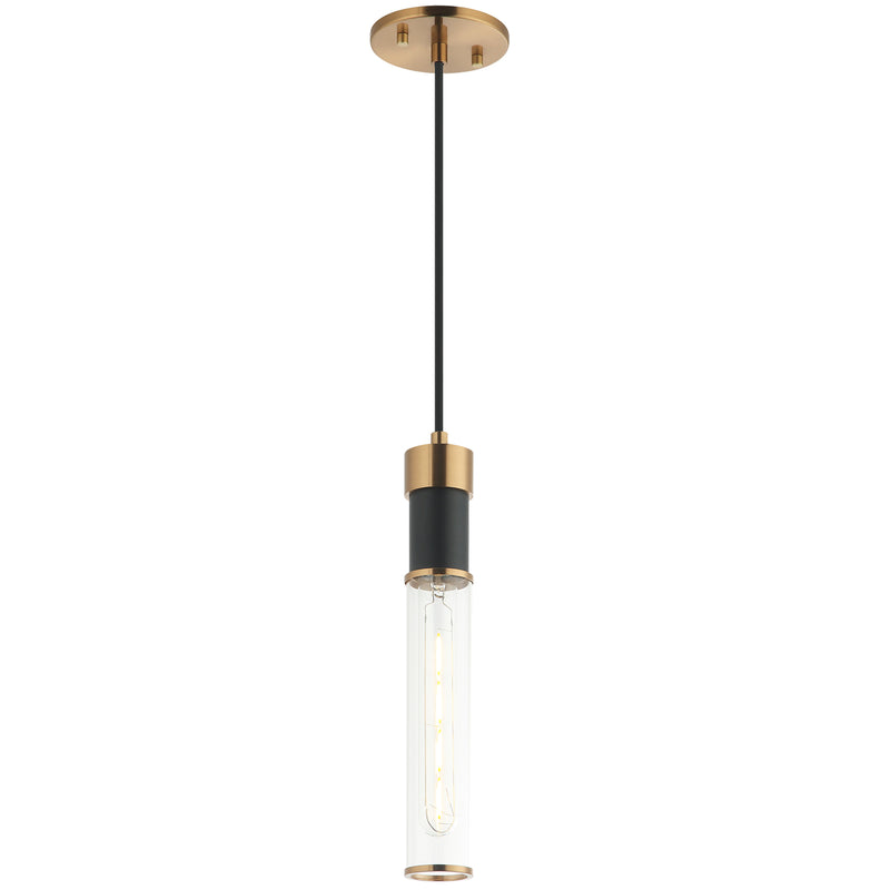 Tubo Pendant Light Matte Black Aged Gold Brass By Matteo