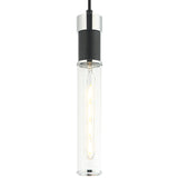 Tubo Pendant Light Matte Black Chrome By Matteo - Front View