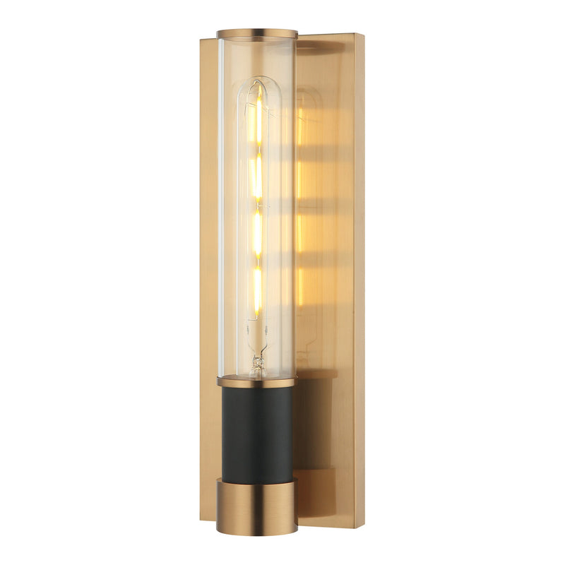 Tubo Wall Sconce 4 Inch Matte Black + Aged Gold Brass