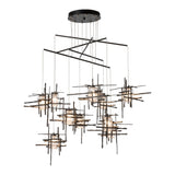 Tura 10-Light Mobile Chandelier Seeded Clear Glass, shown in Oil Rubbed Bronze, Seeded Clear Glass, Standard, by Hubbardton Forge