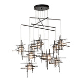 Tura 10-Light Mobile Chandelier Seeded Clear Glass, shown in Oil Rubbed Bronze, Seeded Clear Glass, Standard, by Hubbardton Forge