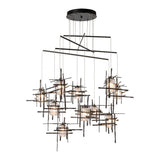 Tura 10-Light Mobile Chandelier Seeded Clear Glass, shown in Oil Rubbed Bronze, Seeded Clear Glass, Standard, by Hubbardton Forge
