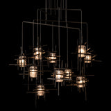 Tura 10-Light Mobile Chandelier Seeded Clear Glass detail in Oil Rubbed Bronze, Seeded Clear Glass, Standard, by Hubbardton Forge