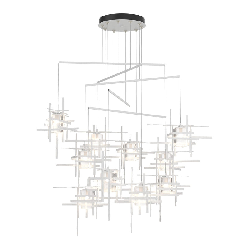 Tura 10-Light Mobile Chandelier in White, Seeded Clear Glass, Standard by Hubbardton Forge