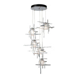 Tura 5-Light Seeded Glass Pendant, shown in Sterling, Long, by Hubbardton Forge
