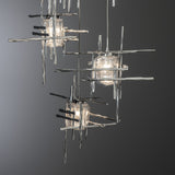 Tura 5-Light Seeded Glass Pendant detail in Sterling, Long, by Hubbardton Forge