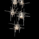 Tura 5-Light Seeded Glass Pendant detail in Sterling, Long, by Hubbardton Forge