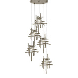 Tura 5-Light Seeded Glass Pendant in Soft Gold, Standard by Hubbardton Forge