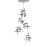 Tura 5-Light Seeded Glass Pendant in Sterling, Standard by Hubbardton Forge