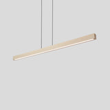 Una Linear Pendant by Cerno, Large in white washed oak, angled view