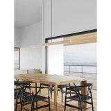 Una Linear Pendant by Cerno, Large in white washed oak over a dining table