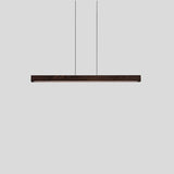 Una Linear Pendant by Cerno, Small (48 inch) in dark stained walnut, front view