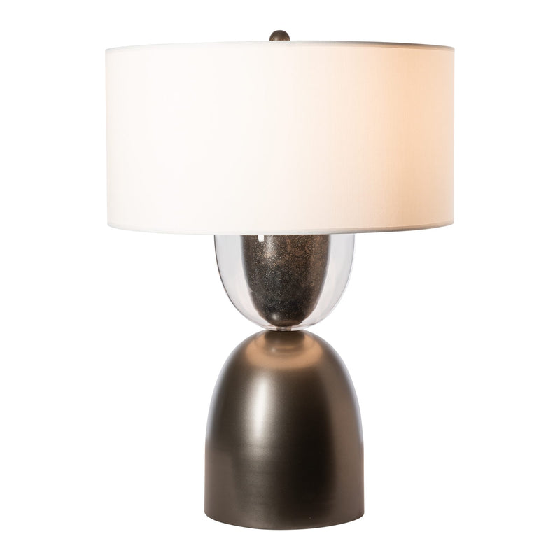 Union Table Lamp, shown in Dark Smoke, Clear Steel, by Hubbardton Forge