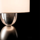 Union Table Lamp detail in Dark Smoke, Clear Steel, by Hubbardton Forge