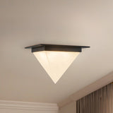 Urban Bronze/Alabaster 11inch Mineral Flush Mount-Pyramid by Alora Lighting