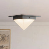 Urban Bronze/Alabaster 8inch Mineral Flush Mount-Pyramid by Alora Lighting