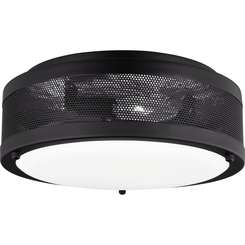 Vander Flushmount — 12", Etched / White Inside, Midnight Black