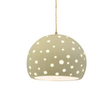 Vanilla Gloss-Beige Twisted Cord Perforated Large Globe Pendant by Justice Design