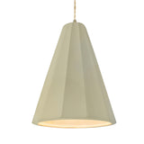 Vanilla Gloss-Beige Twisted Cord Tall Fluted Ceramic Pendant by Justice Design