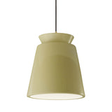 Vanilla Gloss Black Cord Trapezoid Tall Ceramic Pendant by Justice Design