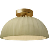 Vanilla Gloss Brushed Brass Ceramic Pleated Dome Semi-Flush by Justice Design