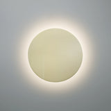 Vanilla Gloss Small Ceramic Round Backlit Color Temperature Selectable LED Wall Sconce by Justice Design