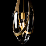 Vaso Pendant detail in Modern Brass, by Hubbardton Forge